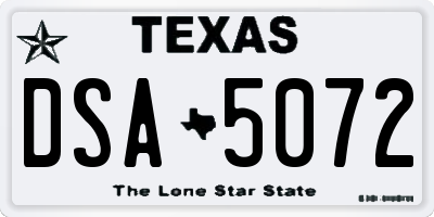 TX license plate DSA5072