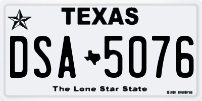 TX license plate DSA5076