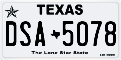 TX license plate DSA5078