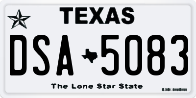 TX license plate DSA5083
