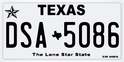TX license plate DSA5086