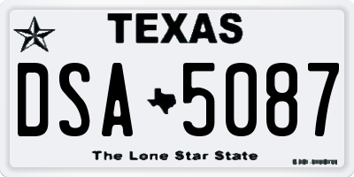 TX license plate DSA5087