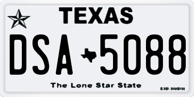 TX license plate DSA5088