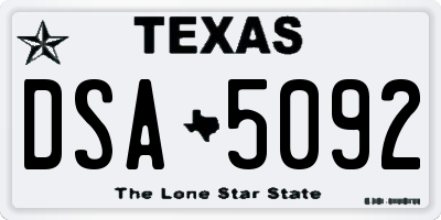 TX license plate DSA5092