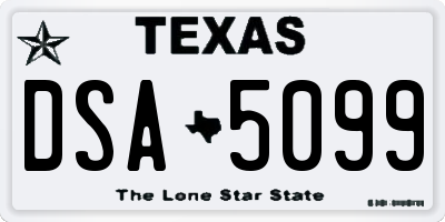 TX license plate DSA5099