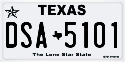 TX license plate DSA5101