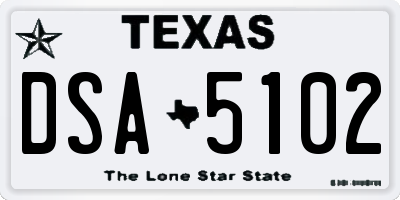 TX license plate DSA5102