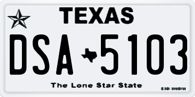 TX license plate DSA5103