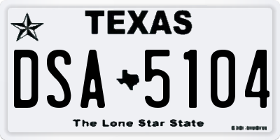 TX license plate DSA5104