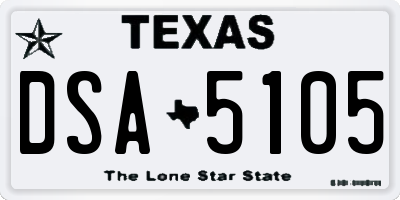 TX license plate DSA5105