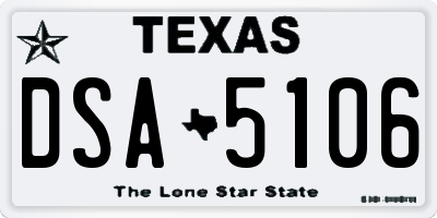 TX license plate DSA5106