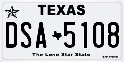 TX license plate DSA5108