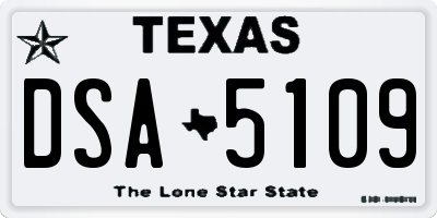 TX license plate DSA5109