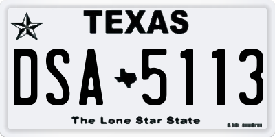 TX license plate DSA5113