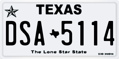 TX license plate DSA5114