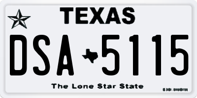 TX license plate DSA5115
