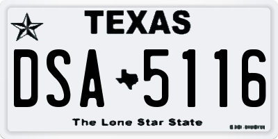 TX license plate DSA5116