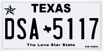 TX license plate DSA5117