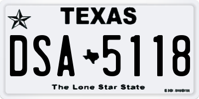 TX license plate DSA5118