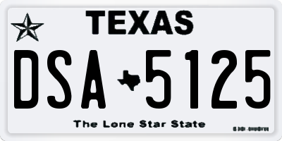 TX license plate DSA5125