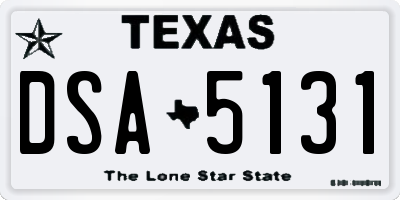 TX license plate DSA5131