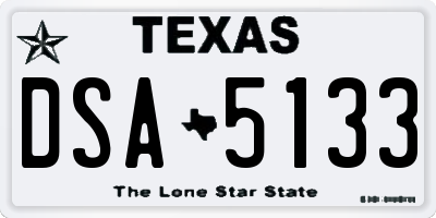 TX license plate DSA5133