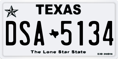 TX license plate DSA5134