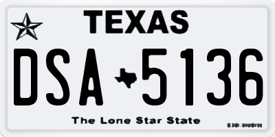 TX license plate DSA5136