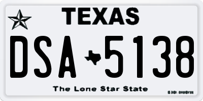 TX license plate DSA5138