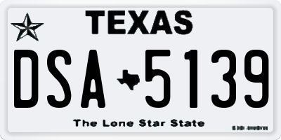 TX license plate DSA5139