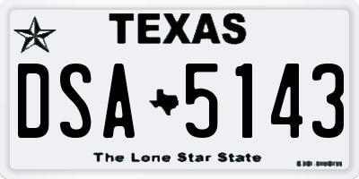 TX license plate DSA5143
