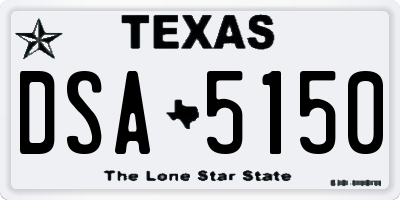 TX license plate DSA5150