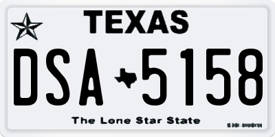 TX license plate DSA5158