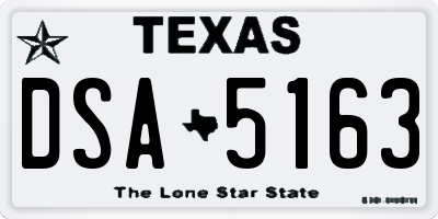 TX license plate DSA5163