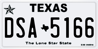 TX license plate DSA5166