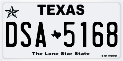 TX license plate DSA5168