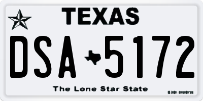 TX license plate DSA5172