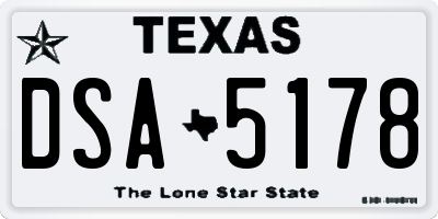 TX license plate DSA5178