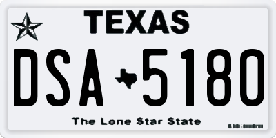 TX license plate DSA5180