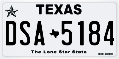 TX license plate DSA5184