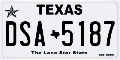 TX license plate DSA5187