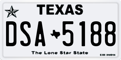 TX license plate DSA5188