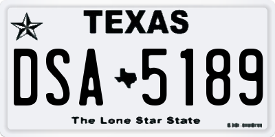 TX license plate DSA5189