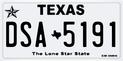 TX license plate DSA5191