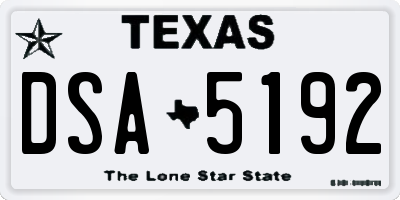 TX license plate DSA5192