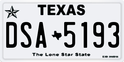 TX license plate DSA5193