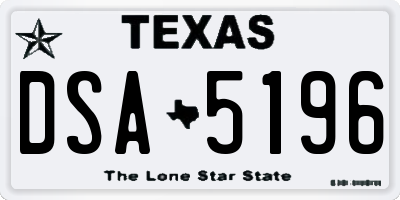 TX license plate DSA5196
