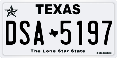 TX license plate DSA5197