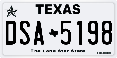 TX license plate DSA5198