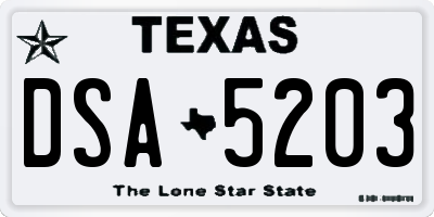 TX license plate DSA5203